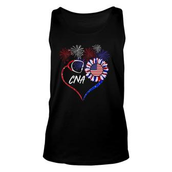 Patriotic Nurse Cna 4Th Of July American Flag Sunflower Love Tank Top | Mazezy