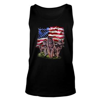 Patriotic Usa Wolves Pack North America Wolf Unisex Tank Top | Mazezy