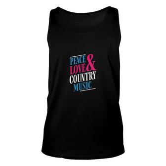 Peace Love Country Music Funny Quote For Music Lovers Unisex Tank Top - Thegiftio