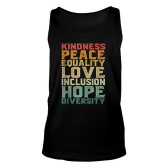 Peace Love Diversity Inclusion Equality Human Rights Unisex Tank Top | Mazezy