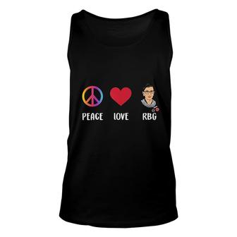 Peace Love Rbg Ruth Bader Ginsburg Feminist Unisex Tank Top | Mazezy