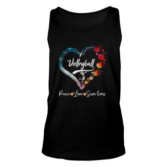 Peace Love Save Lives Volleyball Unisex Tank Top | Mazezy
