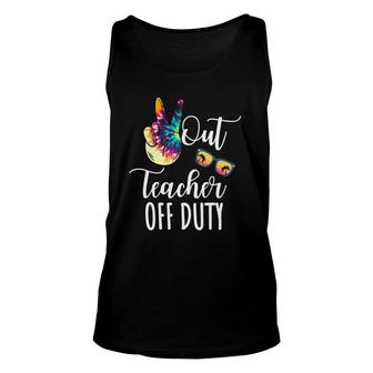Peace Out Teacher Off Duty Unisex Tank Top | Mazezy CA