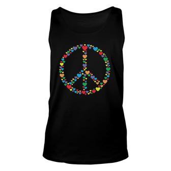 Peace Sign Symbol Love Hearts Cute Hippie Graphic Unisex Tank Top | Mazezy