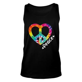 Peace Tie Dye Vintage Heart Hippie Retro Groovy Gift Unisex Tank Top - Thegiftio UK