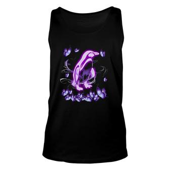 Penguin Butterflies Magical Purple Nature Animal Penguin Lover Tank Top | Mazezy