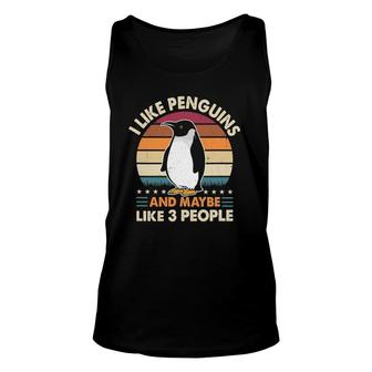 Penguin Lover Retro I Like Penguins And Maybe 3 People Tank Top | Mazezy