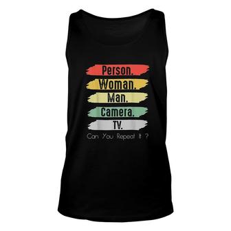 Person Woman Man Camera TV Vintage Funny Political Color Unisex Tank Top - Seseable