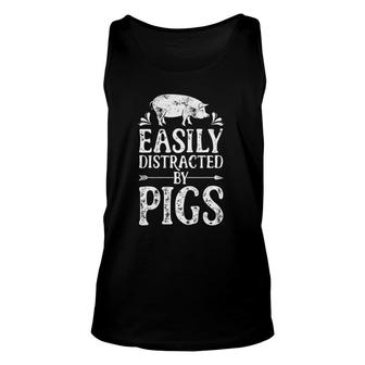Pig Easily Distracted By Pigs Farmer Farm Animal Lover Tank Top | Mazezy
