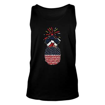 Pineapple American Flag 4Th Of July Cool Hawaiian Patriotic Unisex Tank Top | Mazezy