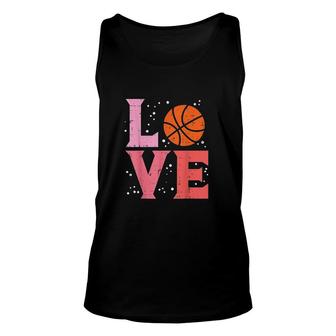 Pink Love Basketball Cute Sports Lover Men Women Kids Girls Unisex Tank Top - Seseable