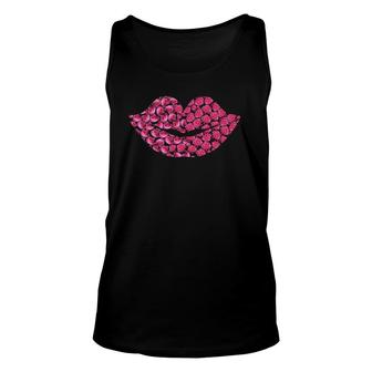 Pink Rose Flowers Lips Roses Lovers Floral Valentine's Day Unisex Tank Top | Mazezy UK