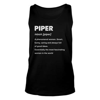Piper Name Definition Personalize Custom Gift Unisex Tank Top | Mazezy