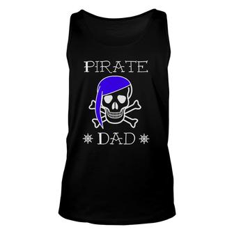 Pirate Dad Jolly Roger Skull Bones Ship Father Gift Unisex Tank Top | Mazezy