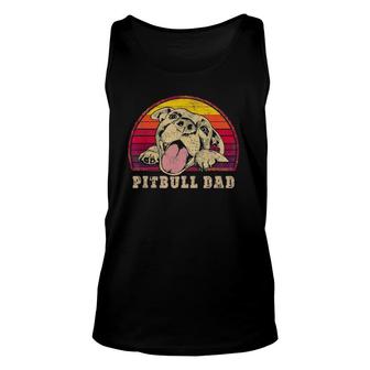 Mens Pitbull Dad Vintage Smiling Pitbull Father's & Dog Lovers Tank Top | Mazezy