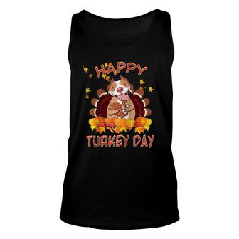 Pitbull Happy Turkey Day Tee Thanksgiving Costume Tank Top | Mazezy