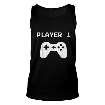 Player 1 Matching Player 1 Player 2 For Video Gamers Unisex Tank Top - Seseable