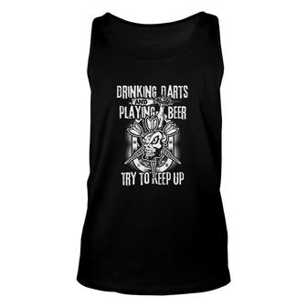 Playing Beer Drinking Darts Unisex Tank Top | Mazezy