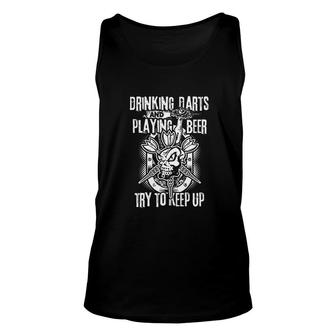 Playing Beer Drinking Darts Unisex Tank Top | Mazezy