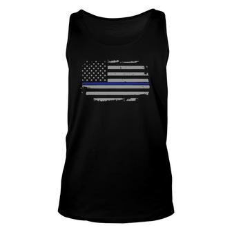 Police Mens Thin Blue Line Flag Support Unisex Tank Top | Mazezy