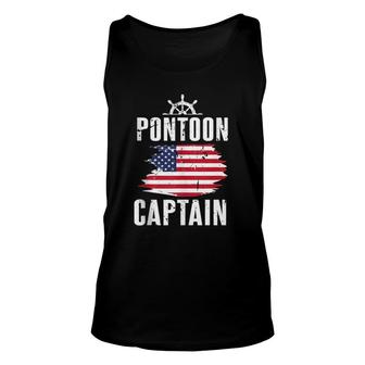 Pontoon Captain Flag Of America Sailor Fisherman Dad Unisex Tank Top | Mazezy