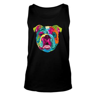 Pop Art English Bulldog Pet Paw Gift Men Women Dog Lover Unisex Tank Top | Mazezy UK