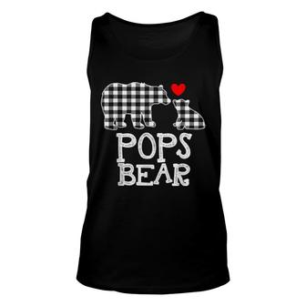 Pops Bear Christmas Pajama Black And White Buffalo Plaid Unisex Tank Top | Mazezy