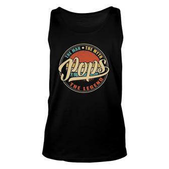 Mens Pops The Man The Myth The Legend Vintage Retro Fathers Day Tank Top | Mazezy