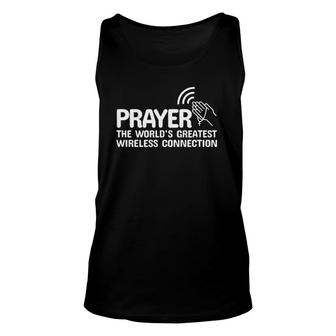 Prayer The World's Greatest Wireless Connection Christian Unisex Tank Top | Mazezy