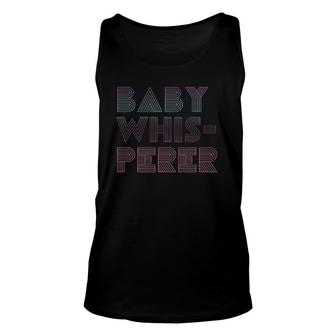 Pregnancy Announcement Baby Whisperer Midwife Doula Funny Unisex Tank Top | Mazezy