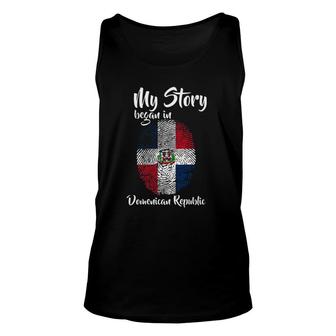 Pride Fingerprint My Story Started Dominican Republic Flag Unisex Tank Top | Mazezy