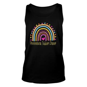 Professional Toddler Chaser Daycare Provider Teacher Rainbow Tank Top | Mazezy