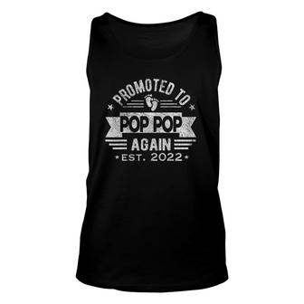 Mens Mens Promoted To Grandpa Again 2022 Dad Papa Pops Pop Retro Tank Top | Mazezy