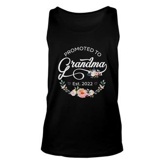 Promoted To Grandma Est 2022 Women Floral First Time Grandma Circle Unisex Tank Top - Thegiftio UK
