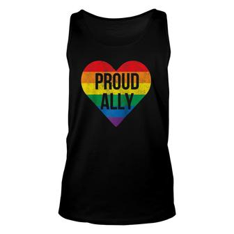 Proud Ally Gay Pride Month Lgbtq Flag Cute Heart Vintage Raglan Baseball Tee Tank Top | Mazezy