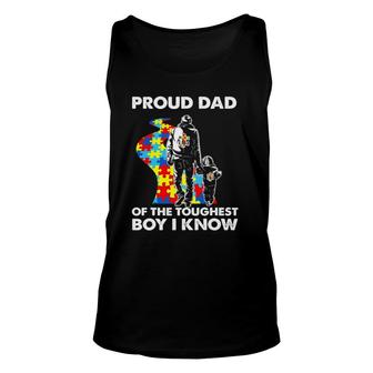Proud Autism Dad Father And Son Autism Awareness Unisex Tank Top | Mazezy