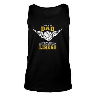 Mens Proud Dad Of A Freaking Awesome Libero Volleyball Father Premium Tank Top | Mazezy
