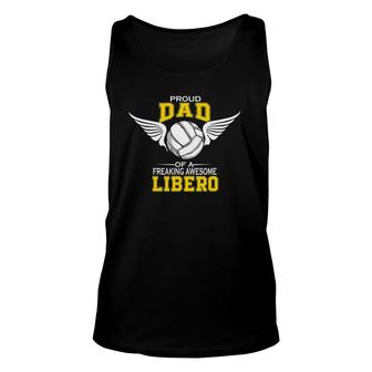 Mens Proud Dad Of A Freaking Awesome Libero Volleyball Father Tank Top | Mazezy