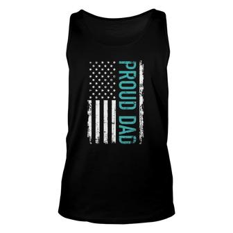Proud Dad Us American Flag Gift For Father's Day Unisex Tank Top | Mazezy