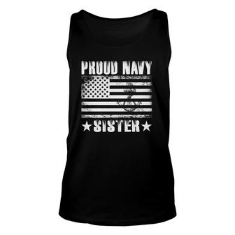 Proud Navy Sister Usa Flag Retro Vintage Military Proud Unisex Tank Top | Mazezy