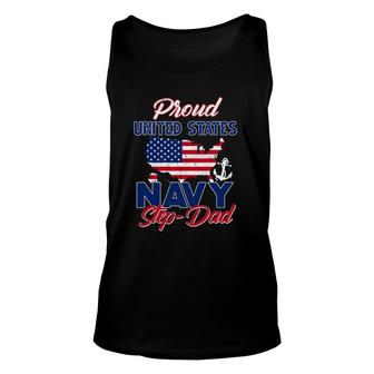 Proud Navy Step-Dad Us Flag Family S Army Military Unisex Tank Top | Mazezy