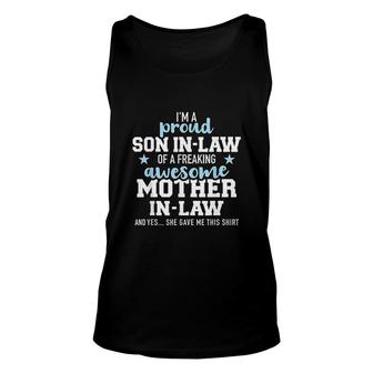 Proud Son In Law Of A Freaking Awesome Mother In Law V2 Unisex Tank Top - Thegiftio UK