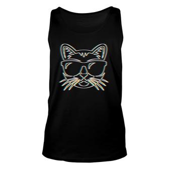 Psy Trance Psychedelic Cat Trippy Retro 3D Gift Unisex Tank Top | Mazezy