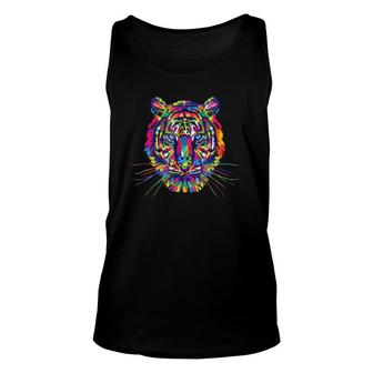 Psychedelic Tiger Multi Color Animal Graphic Tee Unisex Tank Top | Mazezy