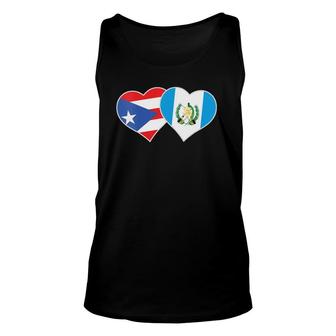 Womens Puerto Rican Guatemalan Flag Heart Guatemala Puerto Rico V-Neck Tank Top | Mazezy