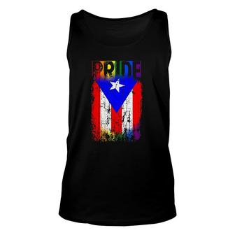 Puerto Rico Rican Gay Pride Flag Lgbtq Boricua Distressed Unisex Tank Top | Mazezy