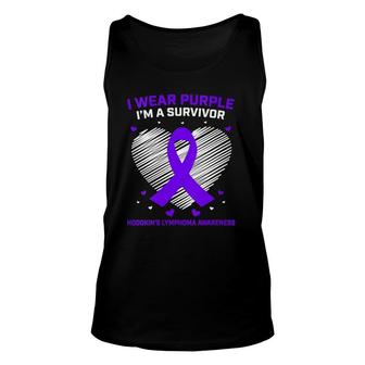 Purple Hodgkins Lymphoma Awareness Products Survivor V-Neck Tank Top | Mazezy
