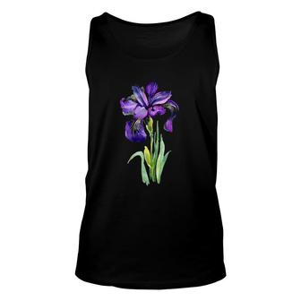 Womens Purple Iris Flower Vintage Art Delicate Colors Tank Top | Mazezy