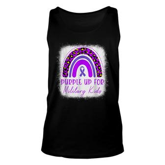 Purple Up For Kids Military Child Month Bleached Rainbow Unisex Tank Top - Seseable