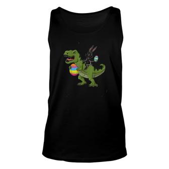 Rabbit Easter Day Riding T Rex Unisex Tank Top | Mazezy
